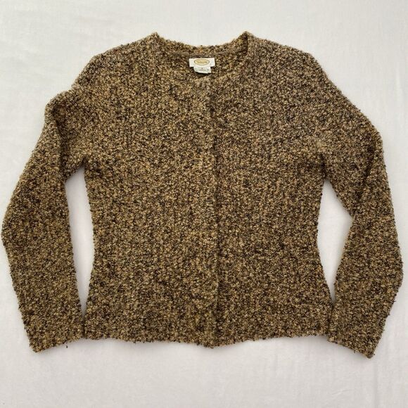 Talbots Sweater Cardigan Womens Medium Brown Wool Blend Long Sleeve Snap Close - Picture 1 of 9